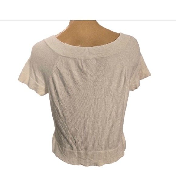 Thalia Sodi Cream Knit V Neck Short Sleeve Cropped Sweater Top Women X Large - Picture 4 of 7